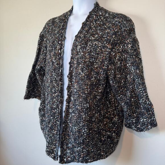 Maurices Womens Sz S Open Cardigan Oversized 3/4 Sleeve Hanky Hem Crochet Boho - Picture 4 of 10